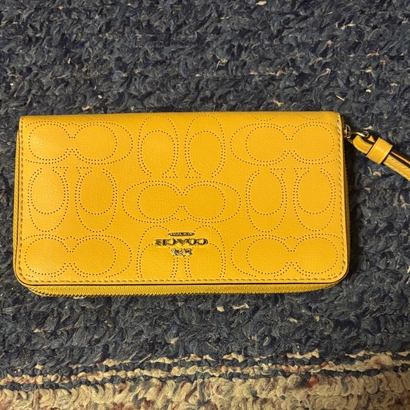 Coach Mustard Yellow Wristlet - Picture 1 of 8